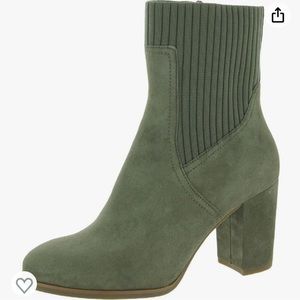 Olive Suede Heeled Boots